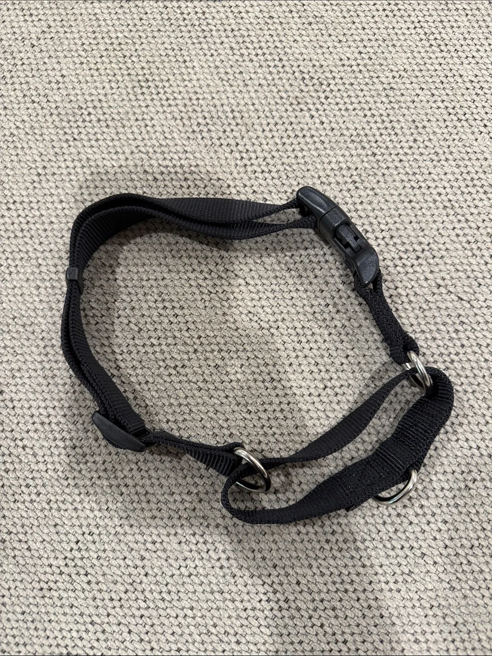 Adjustable Black Nylon Dog Martingale Collar
